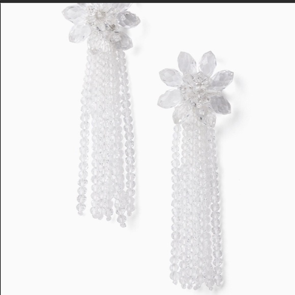 🆕 Kate Spade ♠️ Flower Clear Earrings Chandelier - Picture 3 of 6